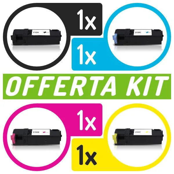 Kit toner compatibili con Dell<br>4 x 593-10258/9/60/61 - BK/C/M/Y